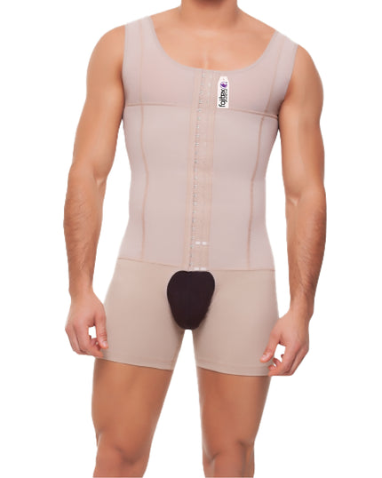 EVORAUK Fajitex men’s full recovery suit with high compression for post-surgical support after liposuction and gynecomastia in the UK front.
