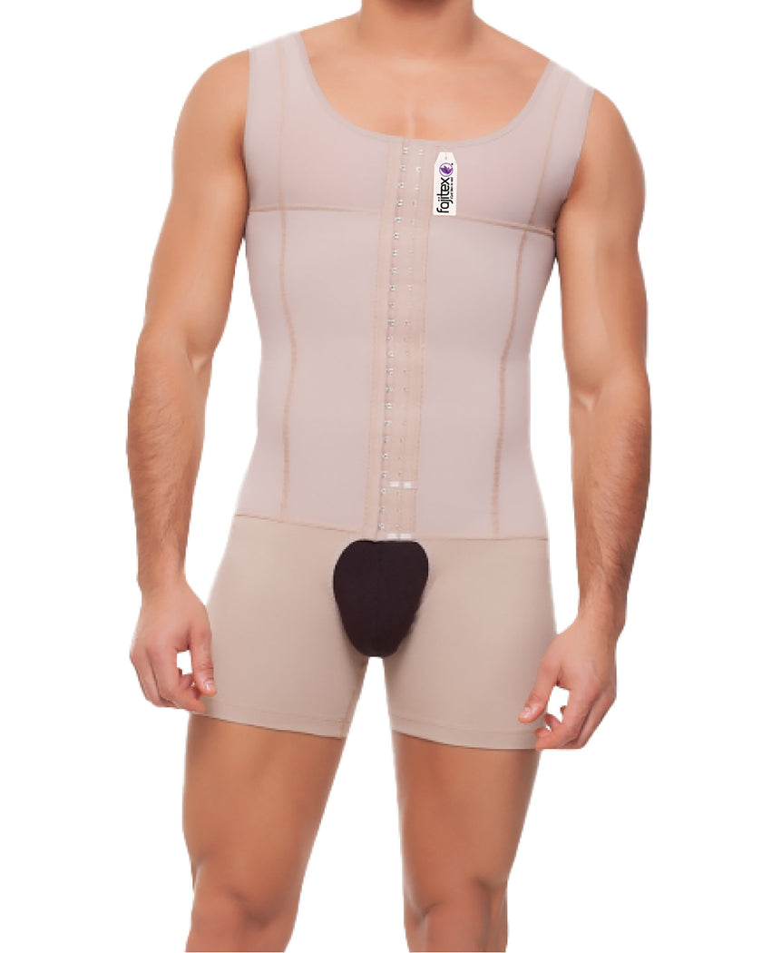 EVORAUK Fajitex men’s full recovery suit with high compression for post-surgical support after liposuction and gynecomastia in the UK front.
