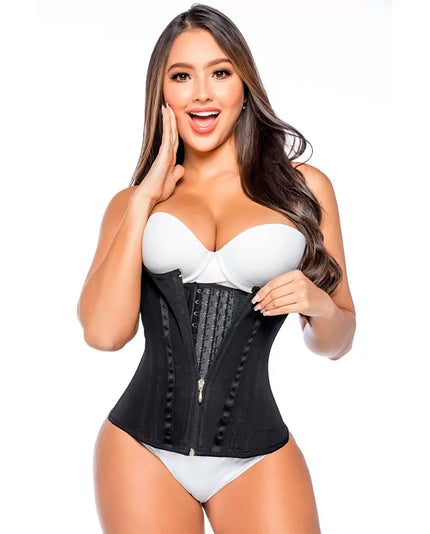 Side view of ÉVORAUK London Rose Colombian Powernet corset for waist and abdomen shaping