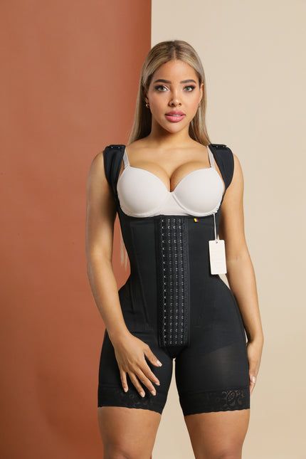 Ruby Stage 3 boned compression bodysuit by ÉVORA Shapewear London for waist cinching and post-surgery refinement