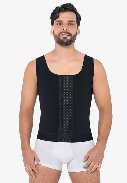 EVORA UKFront view of MariaE men’s power vest with high compression for abdomen, chest and back shaping in the UK.
