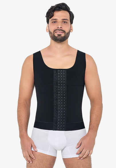 EVORA UKFront view of MariaE men’s power vest with high compression for abdomen, chest and back shaping in the UK.
